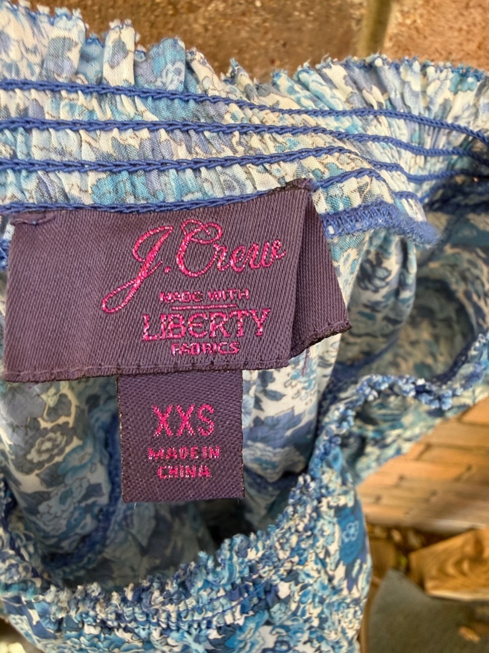 J. Crew Liberty London Elysian Day Blue Floral Smocked Size XXS - Picture 5 of 5